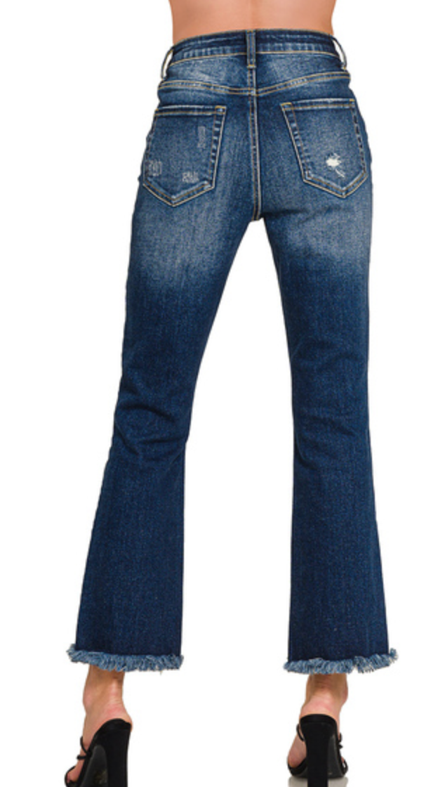 Zenana - High Rise Straight Leg with Raw Hem