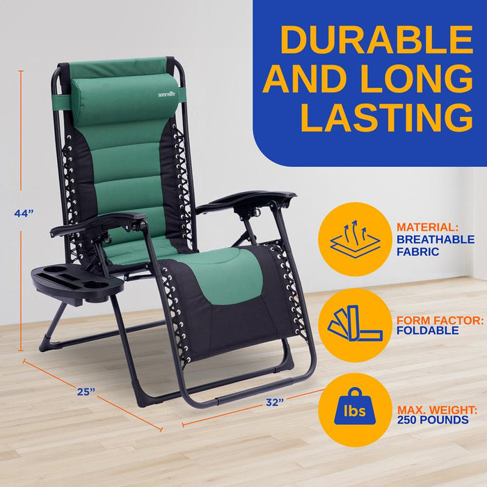 Zero Gravity Lounge Chair - Ultimate Comfort - Steel & Textilene - Green