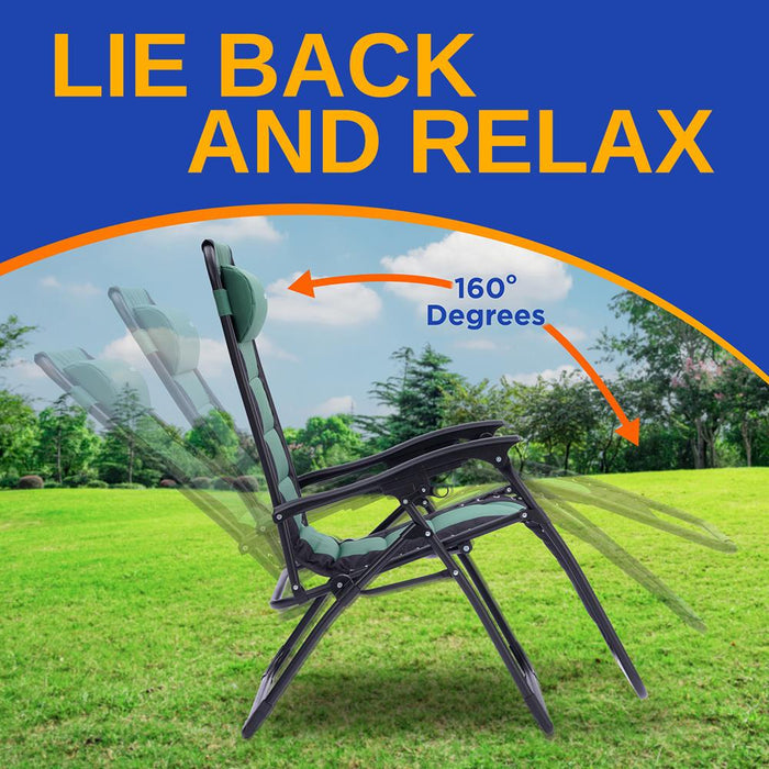 Zero Gravity Lounge Chair - Ultimate Comfort - Steel & Textilene - Green