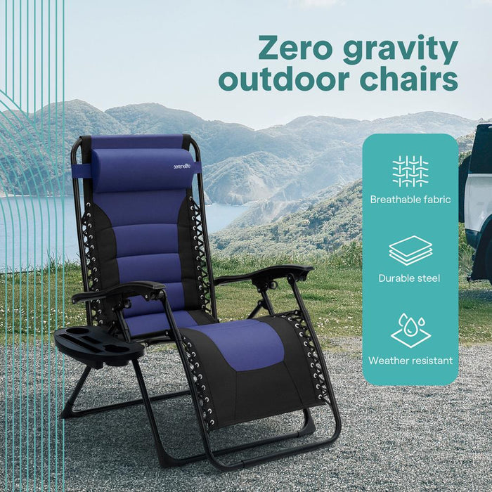 Zero Gravity Recliner Chair - Ultimate Comfort, Foldable, Blue