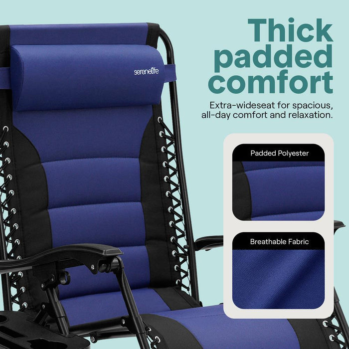 Zero Gravity Recliner Chair - Ultimate Comfort, Foldable, Blue