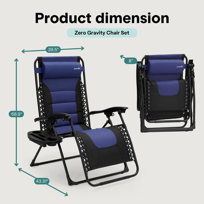 Zero Gravity Recliner Chair - Ultimate Comfort, Foldable, Blue