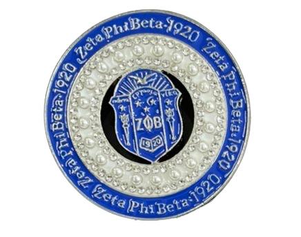 Zeta Round Rhinestone Brooch