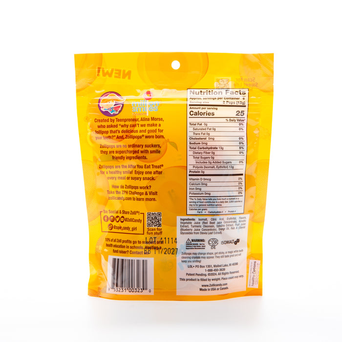 Zolli Pops Peach Sugar Free Lollipops 88g
